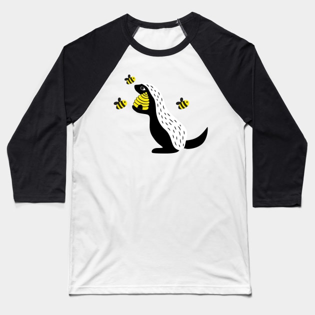 Honey Badger Loves Honey Baseball T-Shirt by littleoddforest